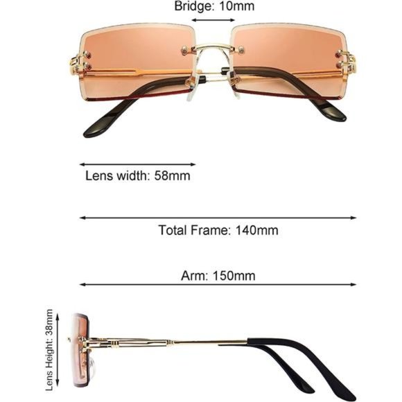 3 Pairs Rimless Rectangle Sunglasses Tinted Frameless Eyewear Vintage Transparen - Picture 4 of 6